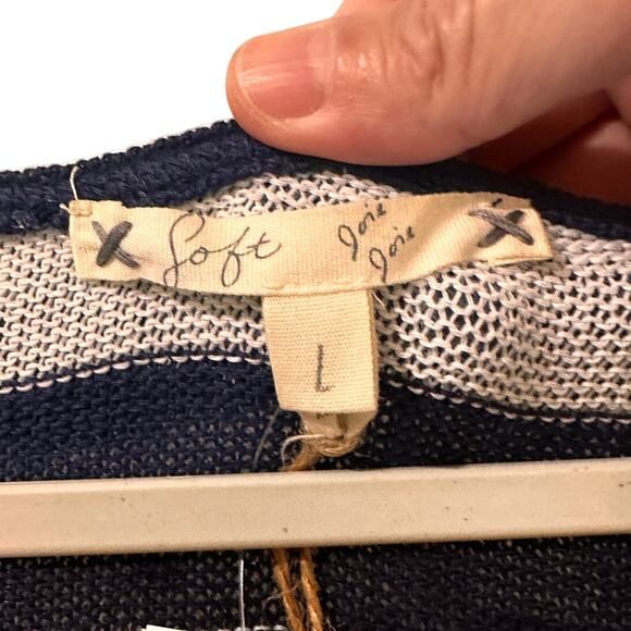 Joie Soft Erickson Coastal Nautical Sea Striped Lightweight Hoodie Navy White, L - Picture 2 of 9